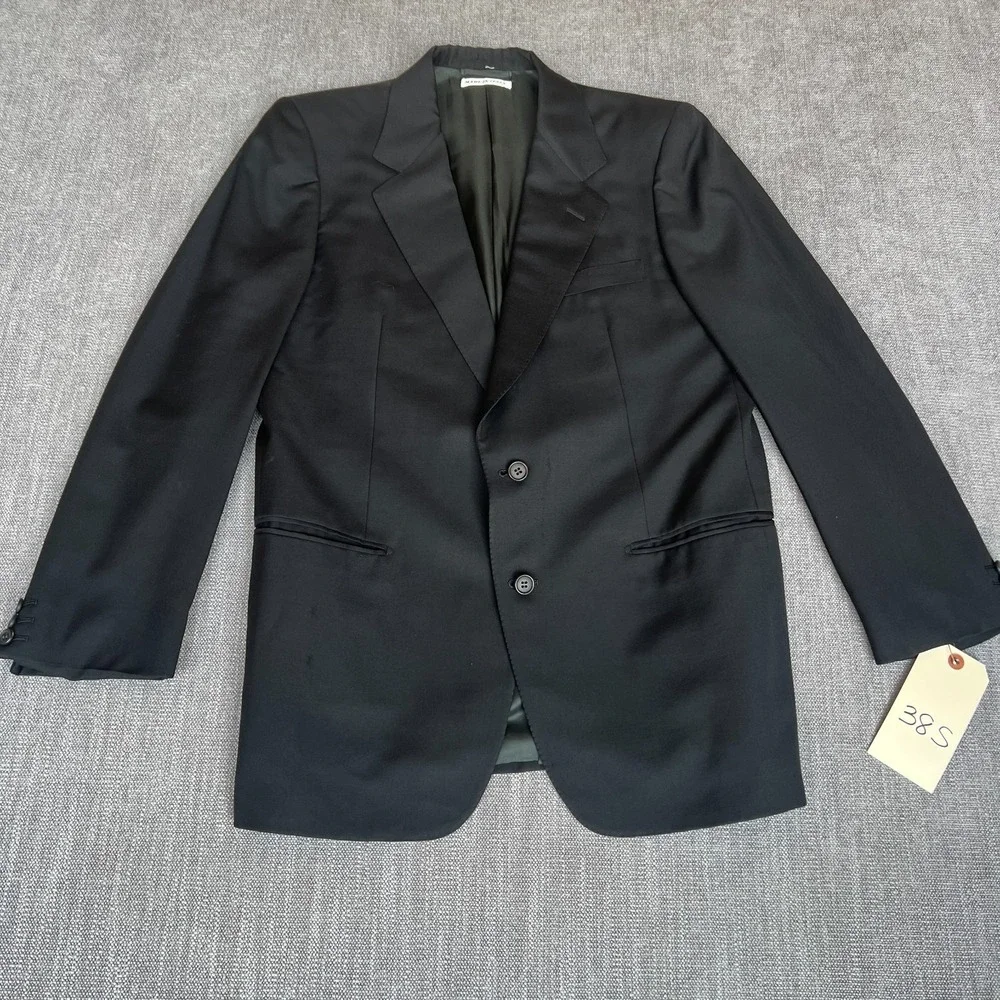 Barneys NY Bruno Piattelli Roma Blazer Jacket Mens 38S Black Classic Business